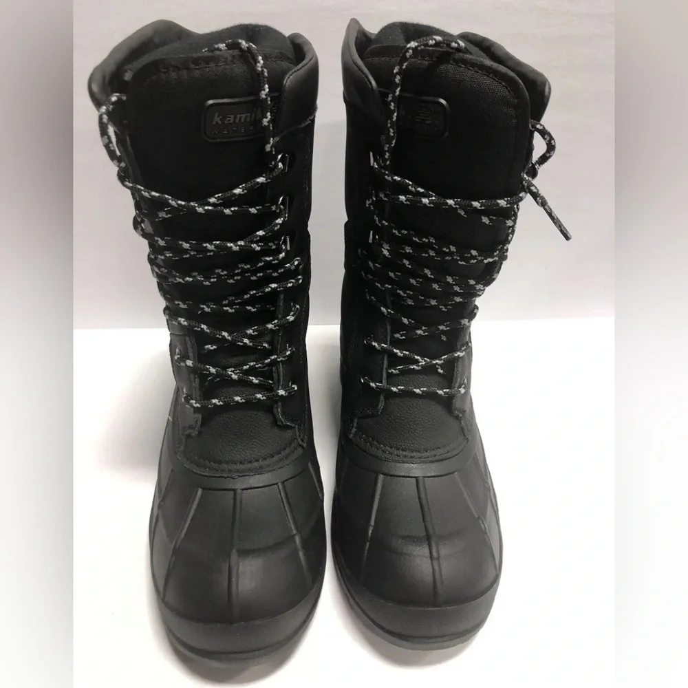 Kamik Men’s Nationpro, Black Waterproof Winter Boots, Size 9M